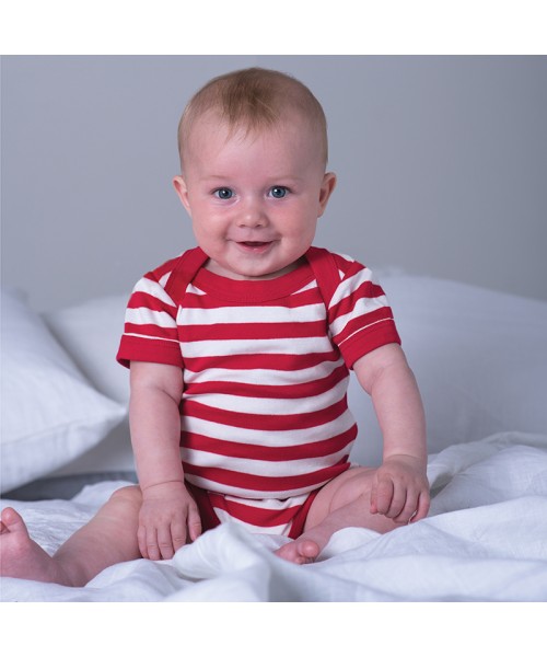Plain Baby stripy bodysuit Baby Bugz 200 GSM